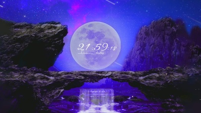 夜晚星空瀑布景色