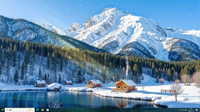 自然之美~雪山下的小木屋主题