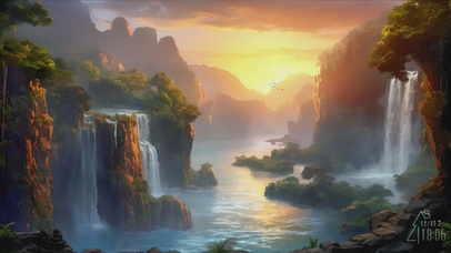 4K唯美日落瀑布