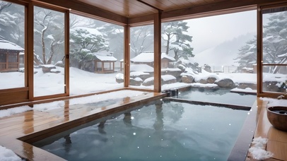 雪中室内温泉