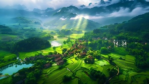 4k绿色的乡村