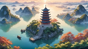 湖中的塔