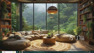 护眼窗外绿景桌面主题