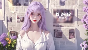 纯欲系紫发怀旧报纸女孩