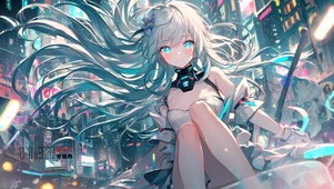 蓝发可爱少女