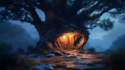 夜晚魔幻迷雾森林大自然风景01