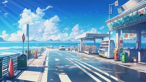 午后海边公路