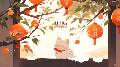 简约古风文艺新年发财喵