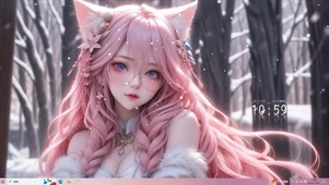 4k雪中精灵女孩