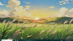 护眼绿野日出主题