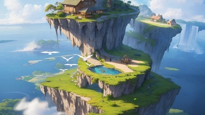 空中小岛上的小屋