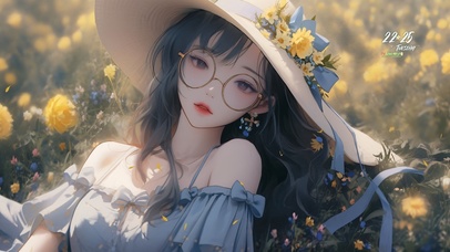 花丛中可爱少女