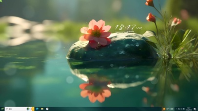 清新主题 溪边石头小花