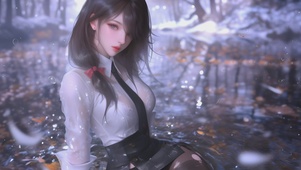 河边制服女孩
