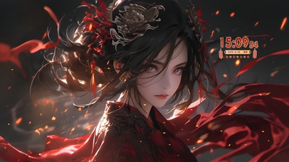 4K古风烈焰红衣美人