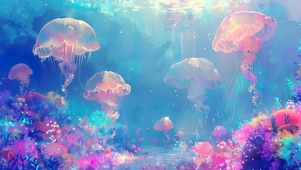 绚丽海底水母