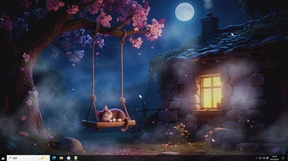 月夜喵梦-桌面主题