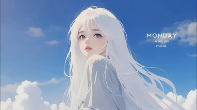 极致治愈 纯欲 白发女孩 晴空