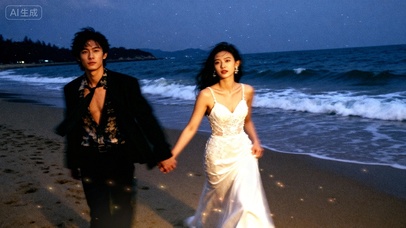 蓝调潮汐的复古婚拍狂想