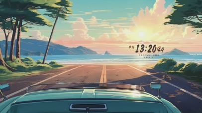 动漫海边温馨壁纸