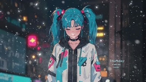 雪夜寒風徘徊街邊