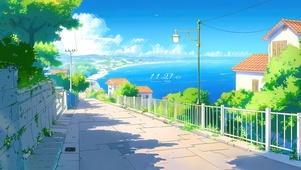 清新海景小镇