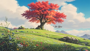 阳光明媚的山坡