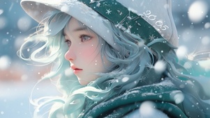 绝美雪天清纯少女