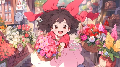 可爱捧花女孩