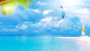 4k 清新夏季蔚蓝海滩