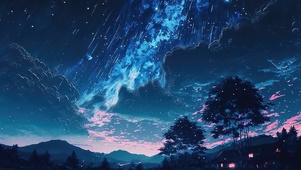 4K唯美治愈梦幻流星夜空