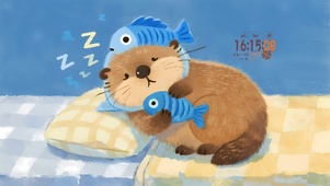 可爱酣睡小水豚	