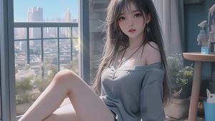 窗边清纯少女
