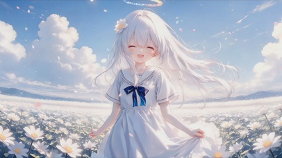 花海中的白发萝莉