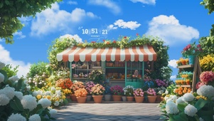 蓝天下的花店