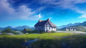 4k蓝天下小屋