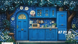 护眼绿景小厨房主题