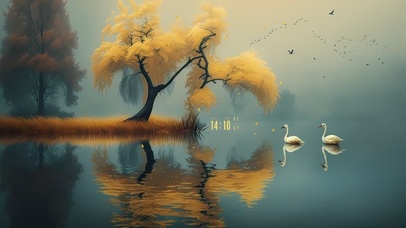 唯美4K黄叶天鹅