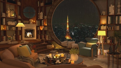 唯美治愈浪漫巴黎雨夜书房