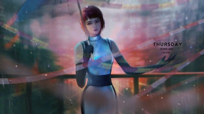 朦胧感雨中美女