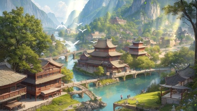 山中中式古风小镇