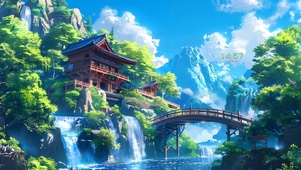 白云湖水小桥