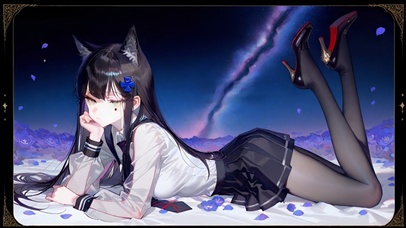 星空下趴着的黑丝少女-德克萨斯