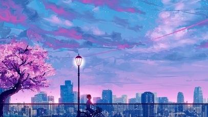 樱花树下的骑行