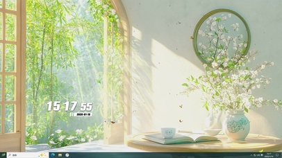 护眼窗外竹林绿景主题