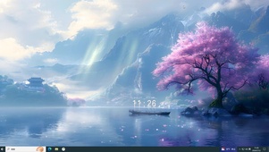 湖边樱花树