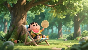 酷暑夏日吃瓜小新