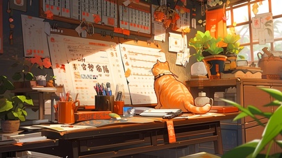 可爱办公桌小猫猫