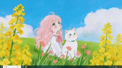  猫与花野女孩