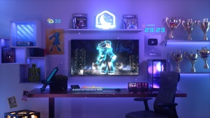 4k 炫酷霓虹灯电脑房间